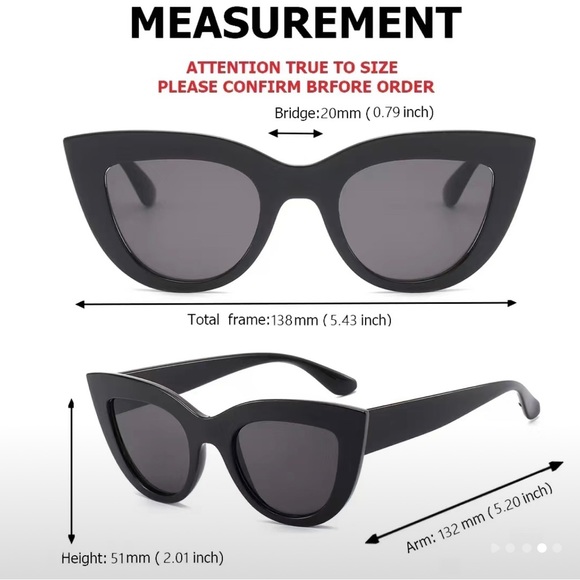 Cat Eye Fashion Sunglasses Black - Picture 3 of 8